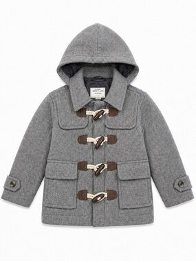 Janie and Jack 18-24M Gray Wool Blend Toggle Zippered Coat Hooded Classic GUC